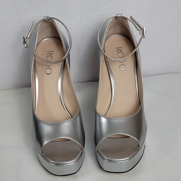 Rodo Patent Leather Ankle Strap Peep Toes Platform Sculptural Heel Shoe Size 38 - Picture 12 of 14